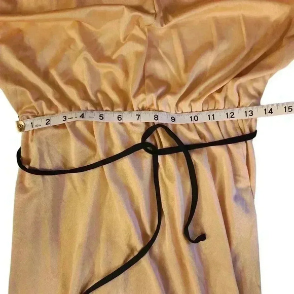 Joan Curtis Vintage Union Made Light Sheen Gold Midi Dress Size Medium *See Desc - Picture 5 of 16